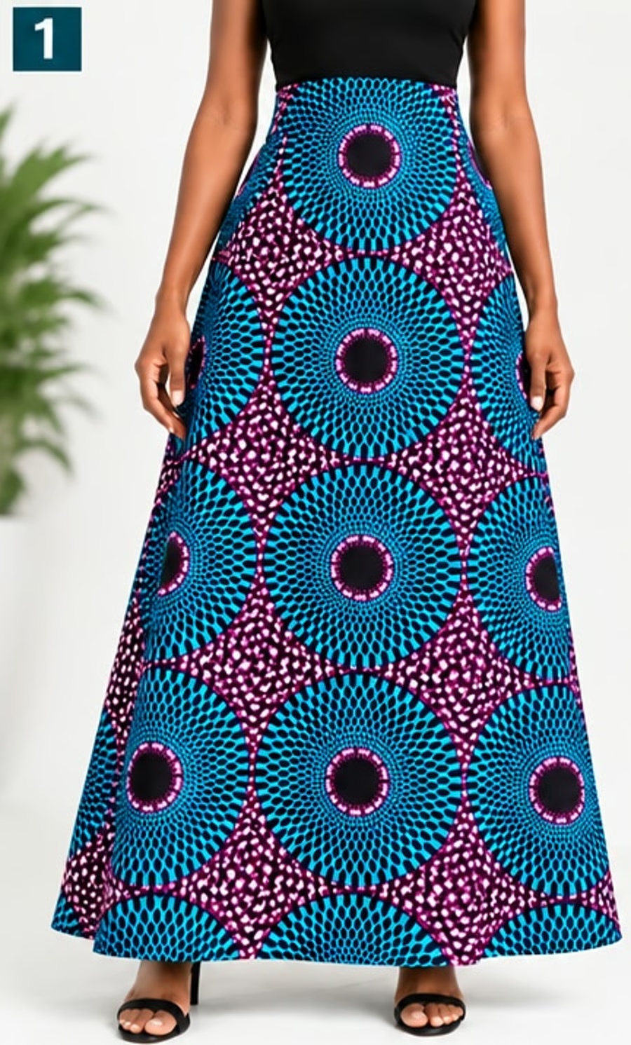 Actual African print A-line maxi skirt, UK size 14