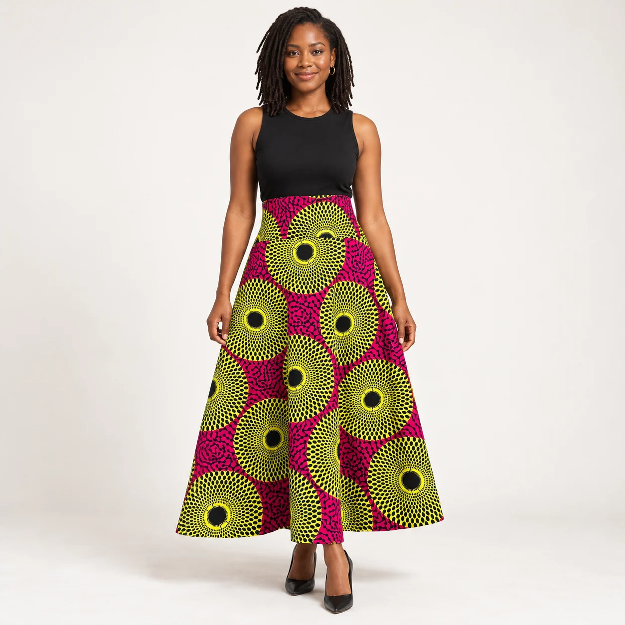 High-Waisted Half-Circle Ankara Skirt